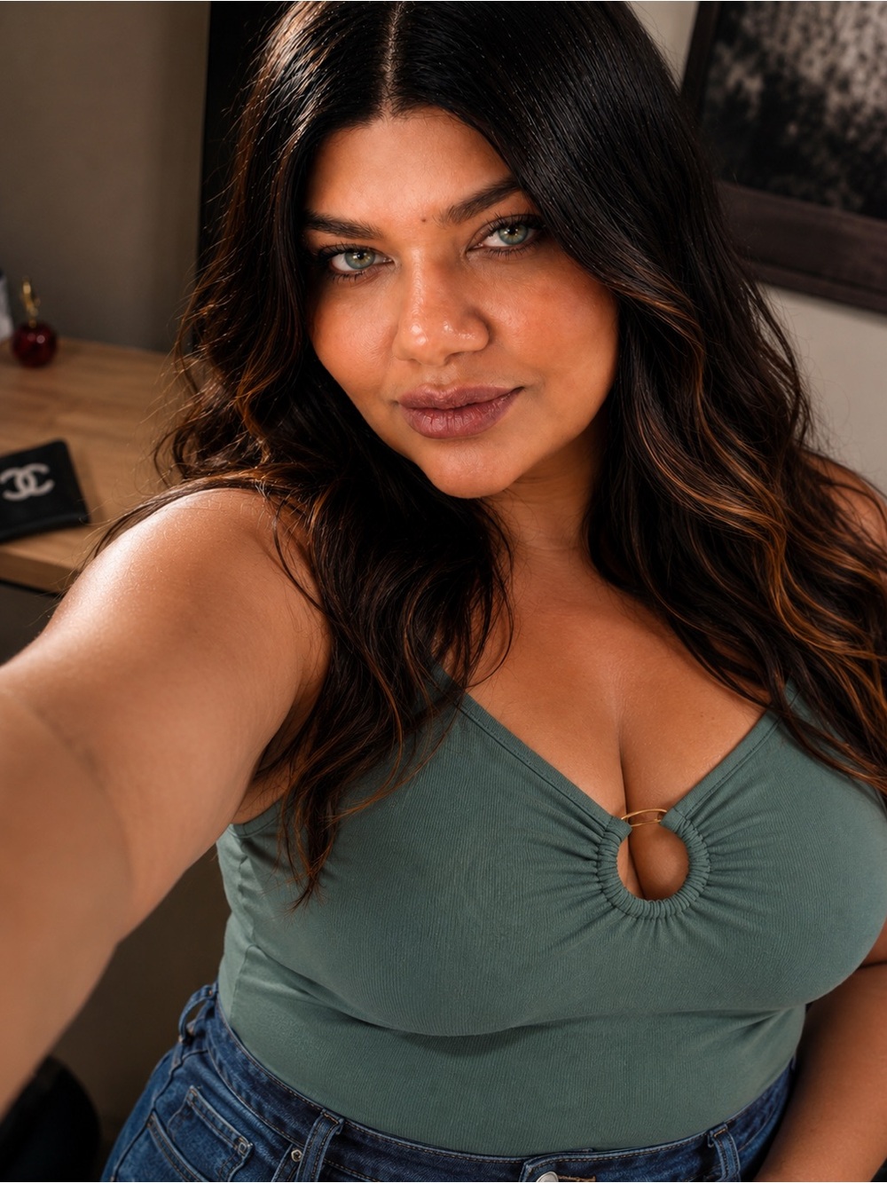 TORRID Sage Green Foxy O Ring-Front Tank Top